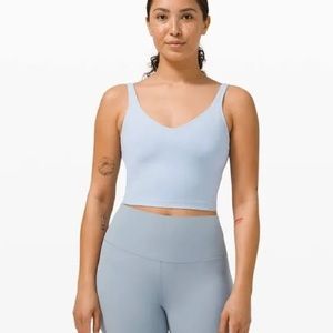 Blue linen align tank